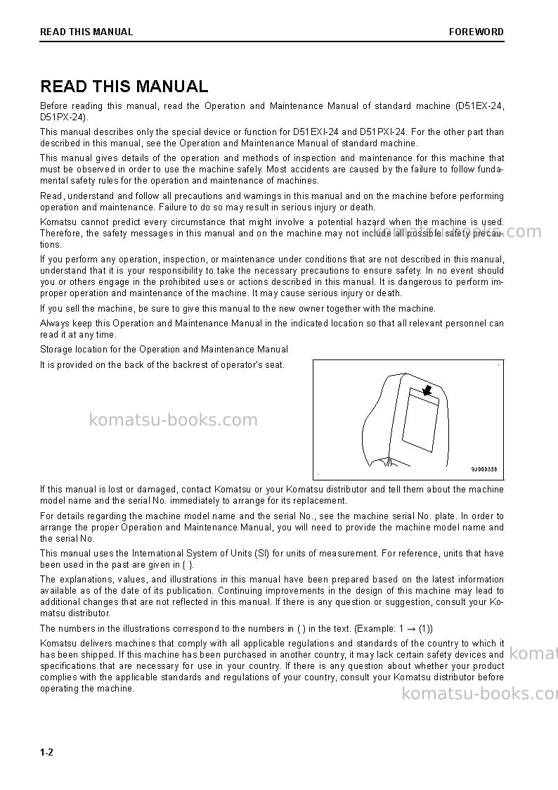 Komatsu d51pxi-24bra Operation manual cover Page 4 Komatsu d51pxi-24bra Operation manual cover Page 4