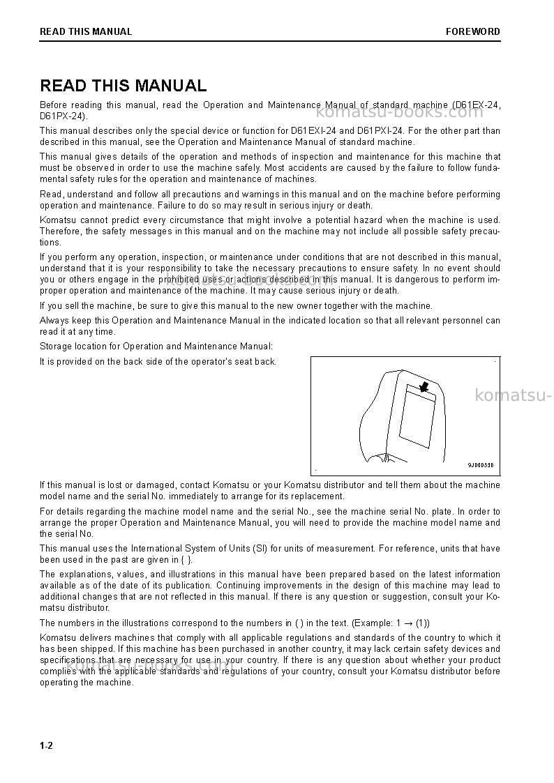Komatsu d61pxi-24bra Operation manual cover Page 4 Komatsu d61pxi-24bra Operation manual cover Page 4