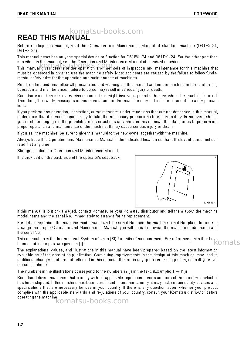 Komatsu d61pxi-24bra Operation manual cover Page 4 Komatsu d61pxi-24bra Operation manual cover Page 4