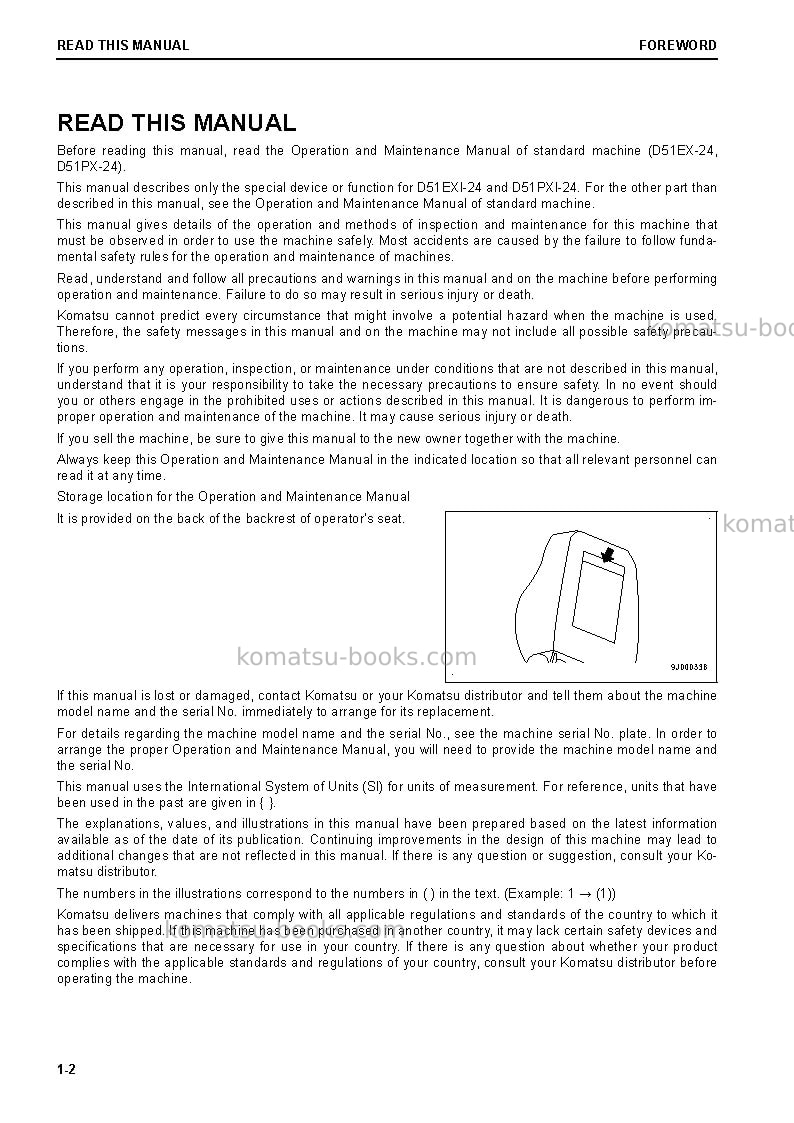 Komatsu d51pxi-24bra Operation manual cover Page 4 Komatsu d51pxi-24bra Operation manual cover Page 4