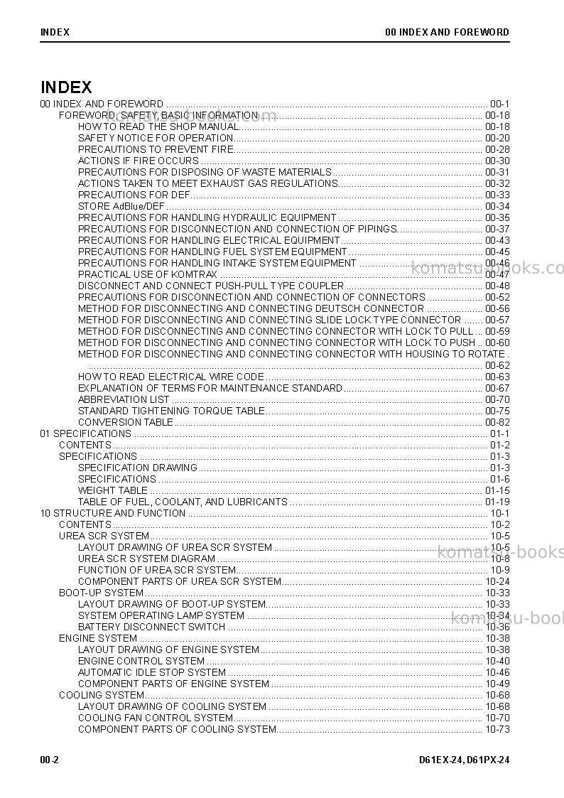 Komatsu d61ex-24jpn Repair & maintenance cover Page 4 Komatsu d61ex-24jpn Repair & maintenance cover Page 4