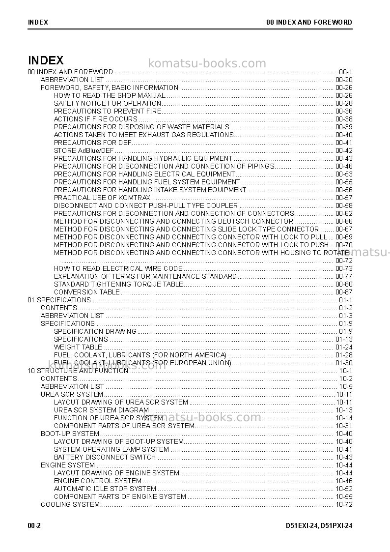 Komatsu d51exi-24bra Repair & maintenance cover Page 4 Komatsu d51exi-24bra Repair & maintenance cover Page 4