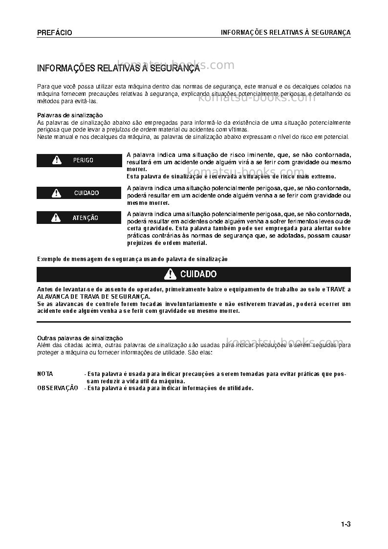 Komatsu wa200-5bra Manual de operação capa Página 4