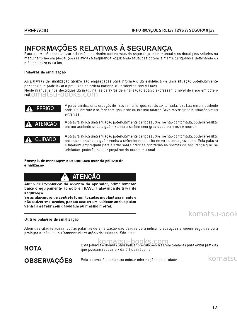 Komatsu pc400-7jpn-e0 Manual de operação capa Página 4 Komatsu pc400-7jpn-e0 Manual de operação capa Página 4