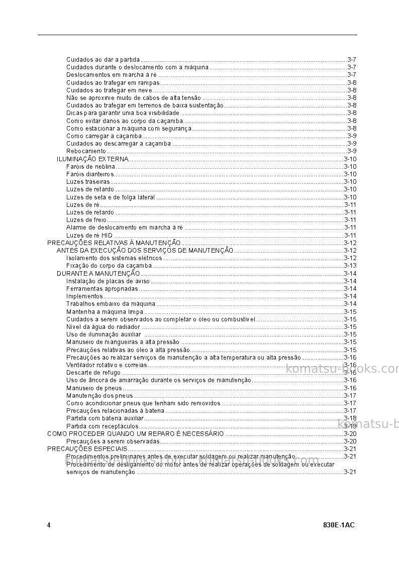 Komatsu 830e-1usa-ac Manual de operação capa Página 4 Komatsu 830e-1usa-ac Manual de operação capa Página 4