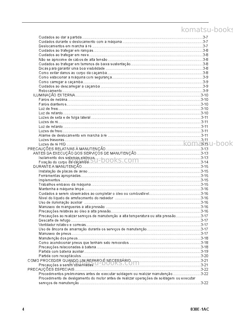 Komatsu 830e-1usa-ac Manual de operação capa Página 4 Komatsu 830e-1usa-ac Manual de operação capa Página 4