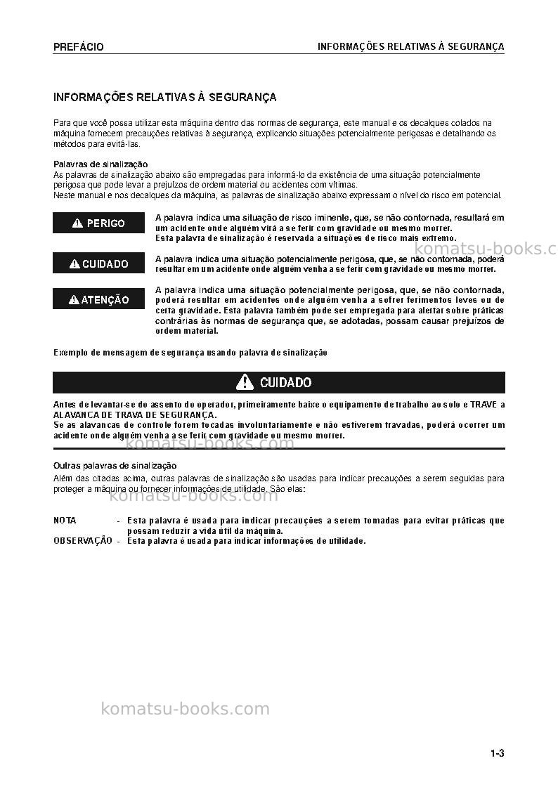 Komatsu wa320-5bra Manual de operação capa Página 4 Komatsu wa320-5bra Manual de operação capa Página 4