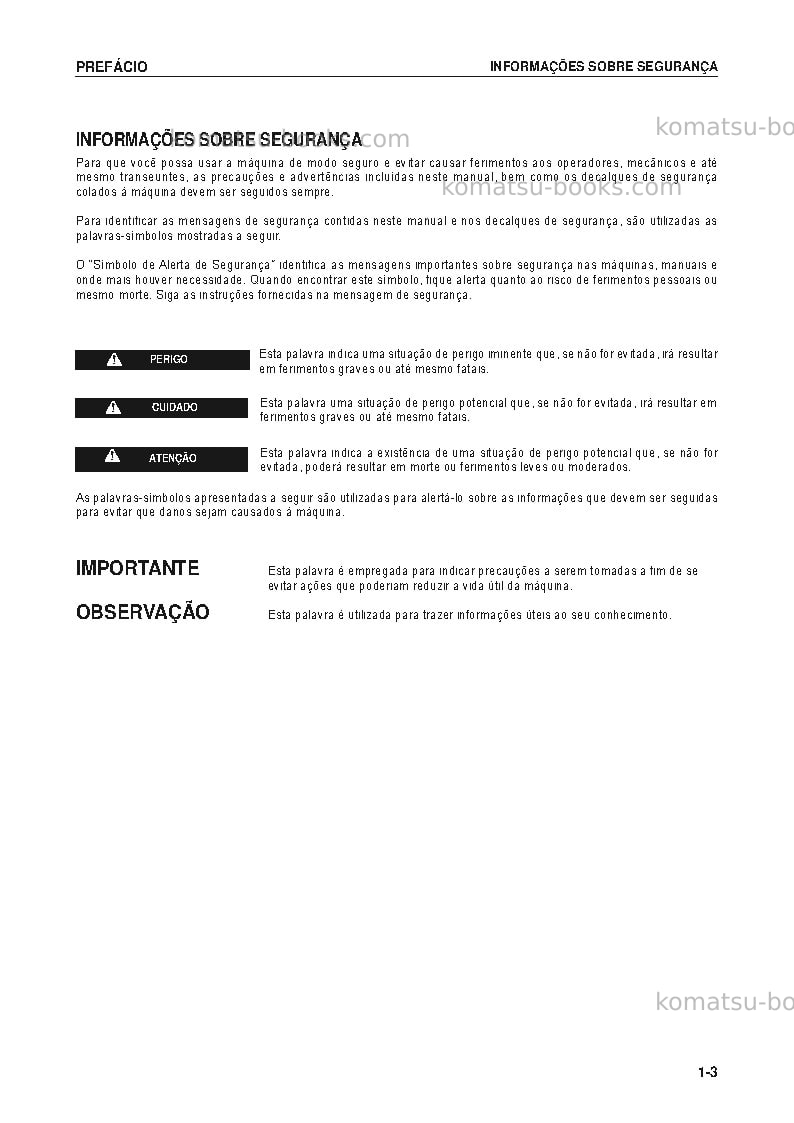 Komatsu wa1200-6jpn Manual de operação capa Página 4 Komatsu wa1200-6jpn Manual de operação capa Página 4