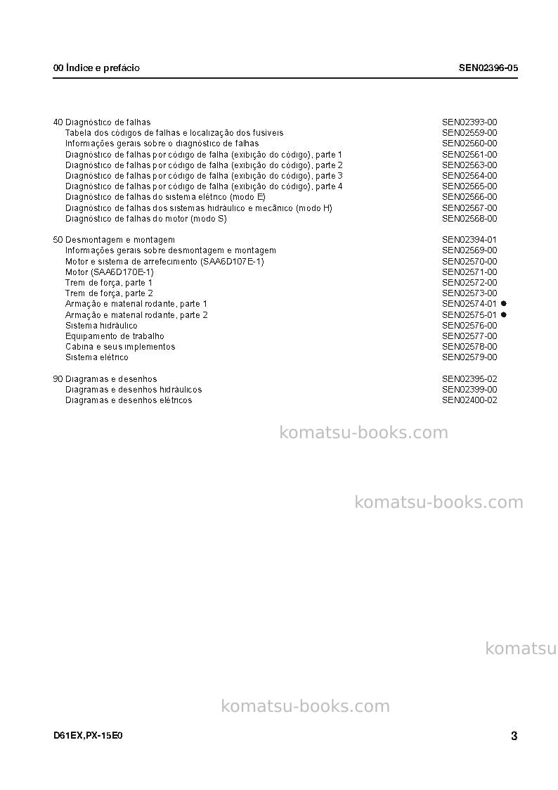 Komatsu d61ex-15bra-e0 Reparo e manutenção capa Página 4 Komatsu d61ex-15bra-e0 Reparo e manutenção capa Página 4