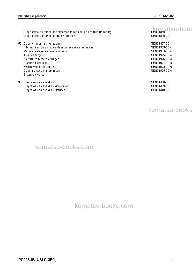 Komatsu pc228uslc-3jpn-e0 Reparo e manutenção capa Página 4 Komatsu pc228uslc-3jpn-e0 Reparo e manutenção capa Página 4