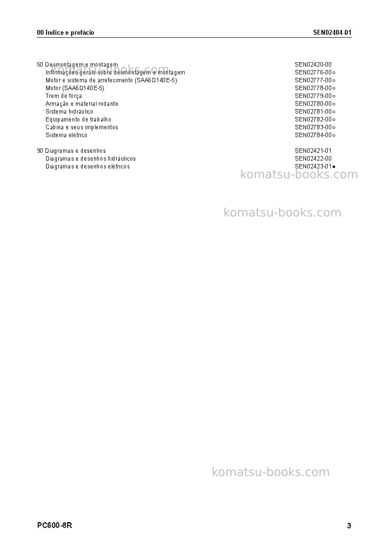 Komatsu pc600-8jpn-r Reparo e manutenção capa Página 4