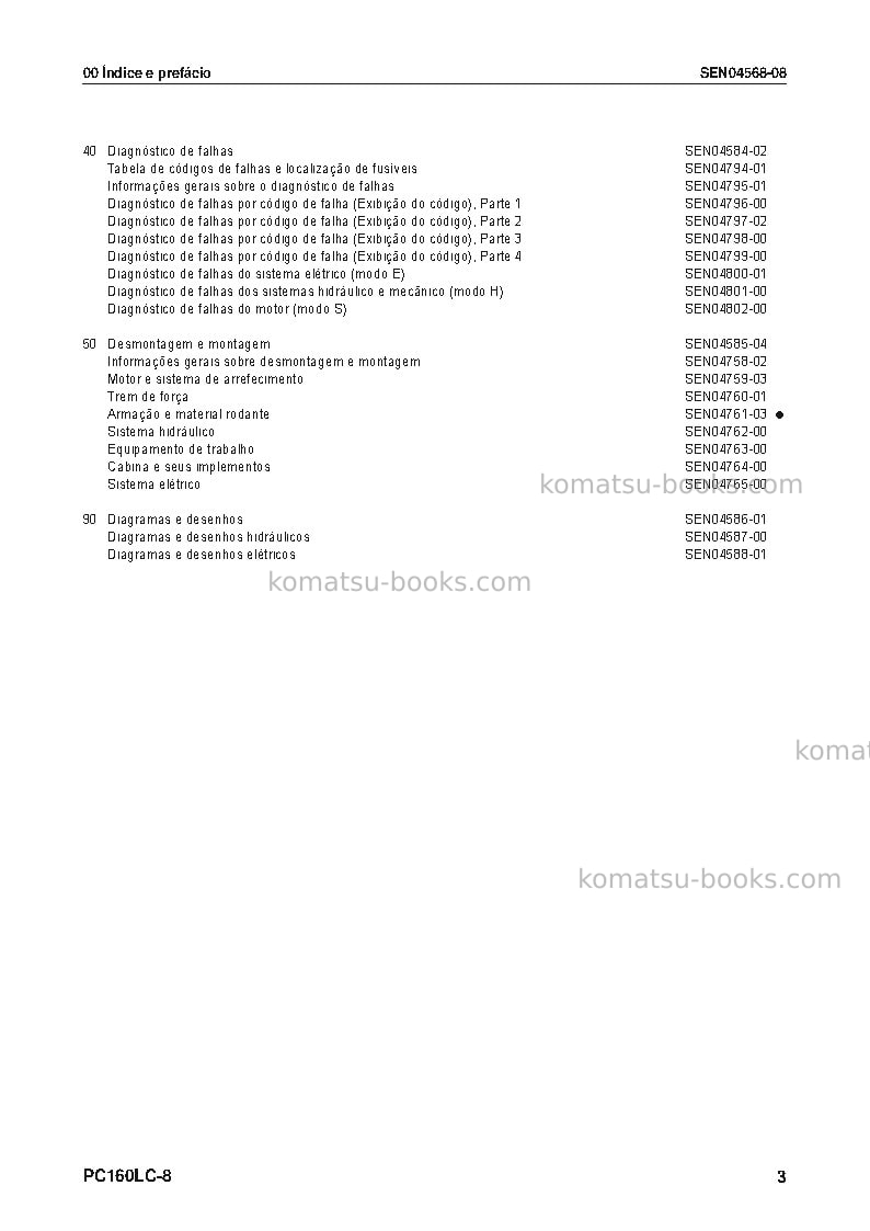 Komatsu pc160lc-8bra Reparo e manutenção capa Página 4 Komatsu pc160lc-8bra Reparo e manutenção capa Página 4