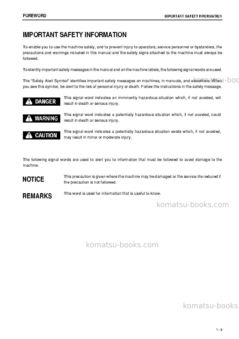 Komatsu hd465-7idn-r Operation manual cover Page 4