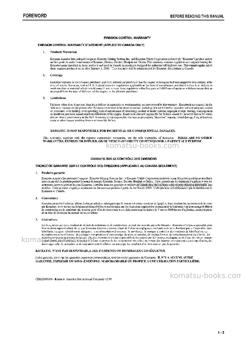 Komatsu hd785-7idn Operation manual cover Page 4