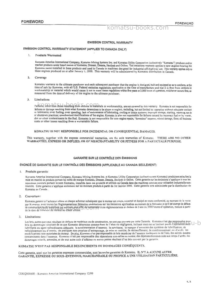 Komatsu pc300lc-7idn Operation manual cover Page 4 Komatsu pc300lc-7idn Operation manual cover Page 4
