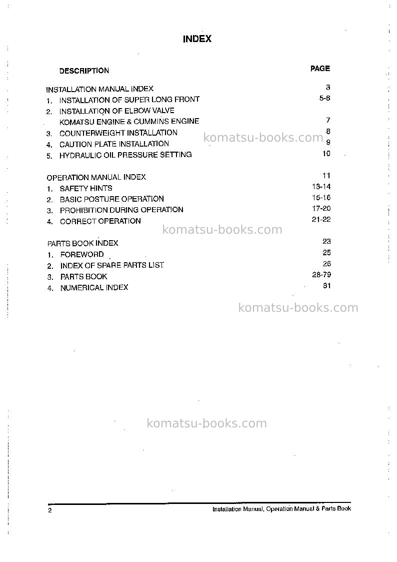 Komatsu pc200slf-6idn Operation manual cover Page 4 Komatsu pc200slf-6idn Operation manual cover Page 4