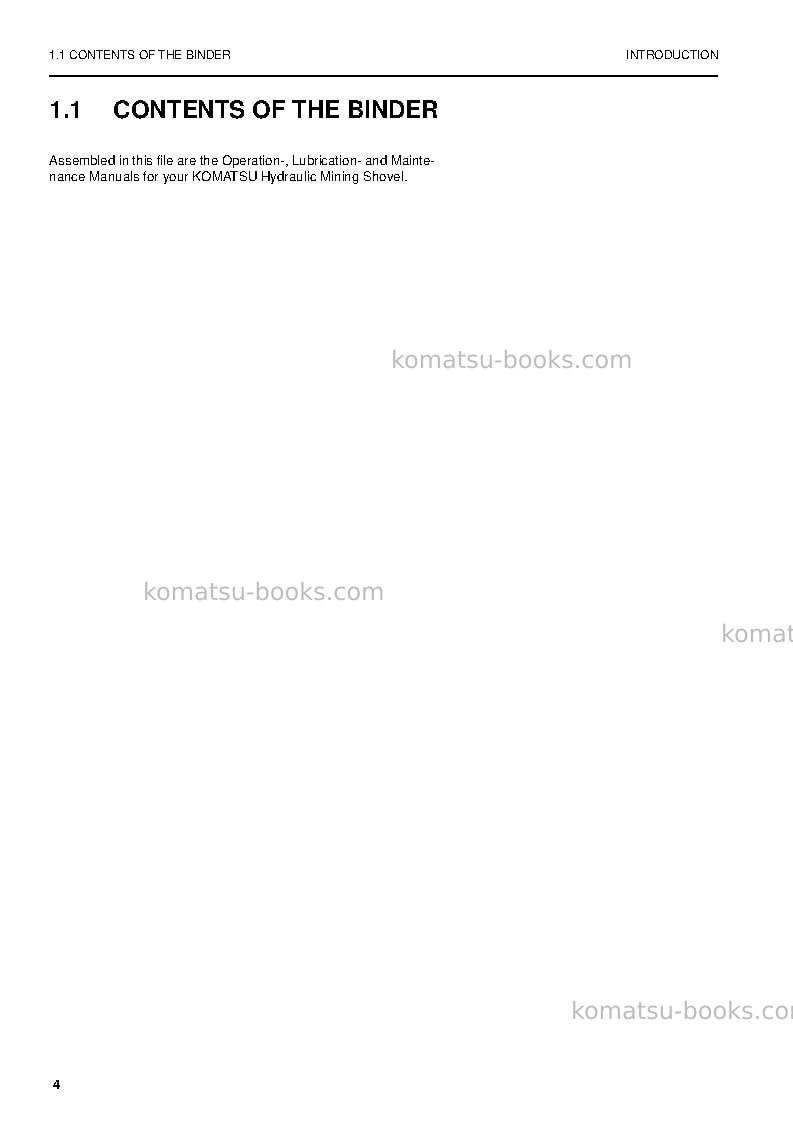 Komatsu pc3000-6deu Operation manual cover Page 4 Komatsu pc3000-6deu Operation manual cover Page 4