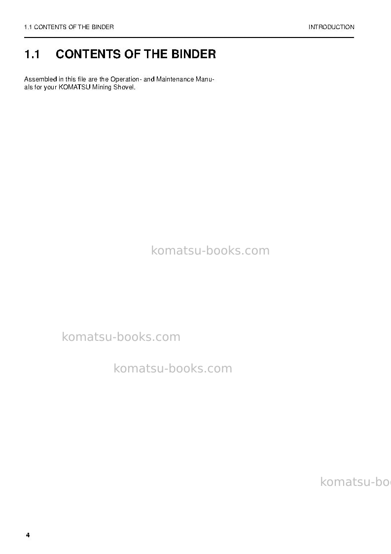 Komatsu pc4000-6deu Operation manual cover Page 4 Komatsu pc4000-6deu Operation manual cover Page 4