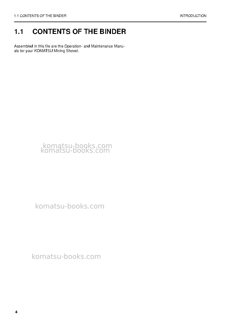 Komatsu pc4000-6deu Operation manual cover Page 4 Komatsu pc4000-6deu Operation manual cover Page 4