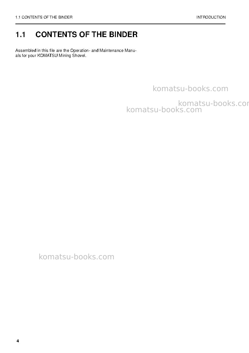 Komatsu pc4000-6deu-electric motor Operation manual cover Page 4 Komatsu pc4000-6deu-electric motor Operation manual cover Page 4