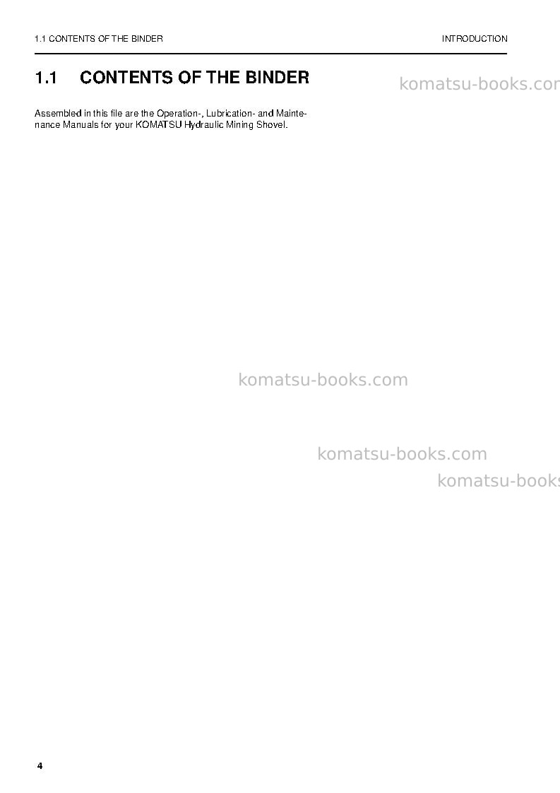 Komatsu pc5500-6deu Operation manual cover Page 4 Komatsu pc5500-6deu Operation manual cover Page 4