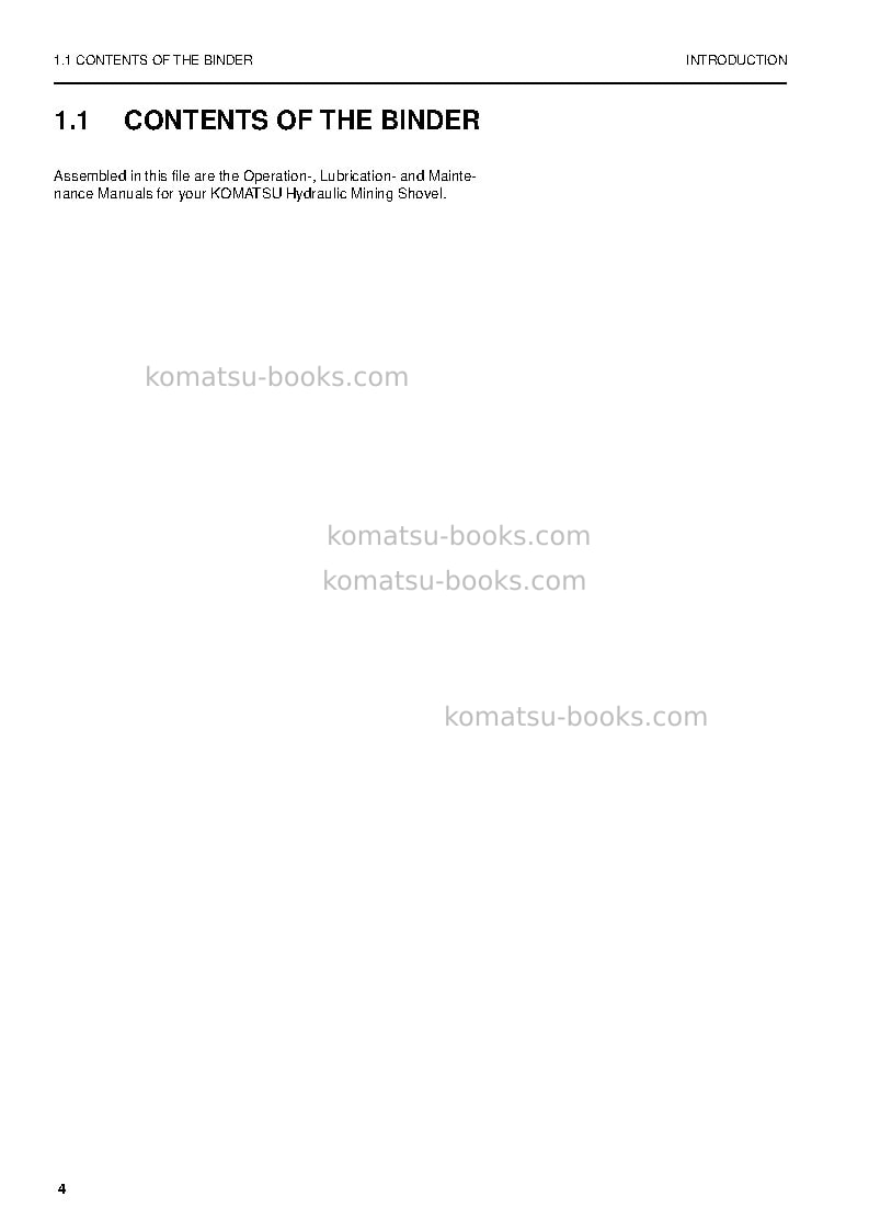 Komatsu pc5500-6deu Operation manual cover Page 4 Komatsu pc5500-6deu Operation manual cover Page 4
