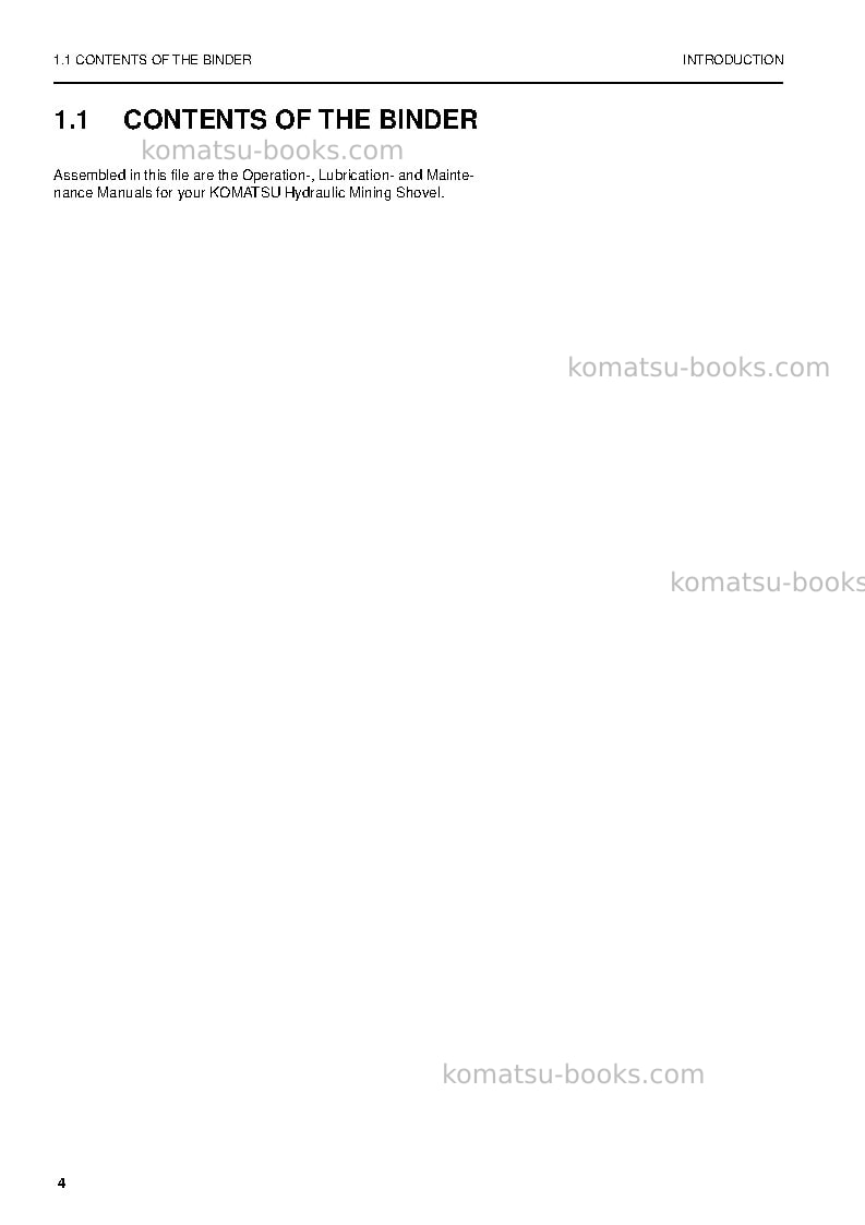 Komatsu pc5500-6deu Operation manual cover Page 4 Komatsu pc5500-6deu Operation manual cover Page 4