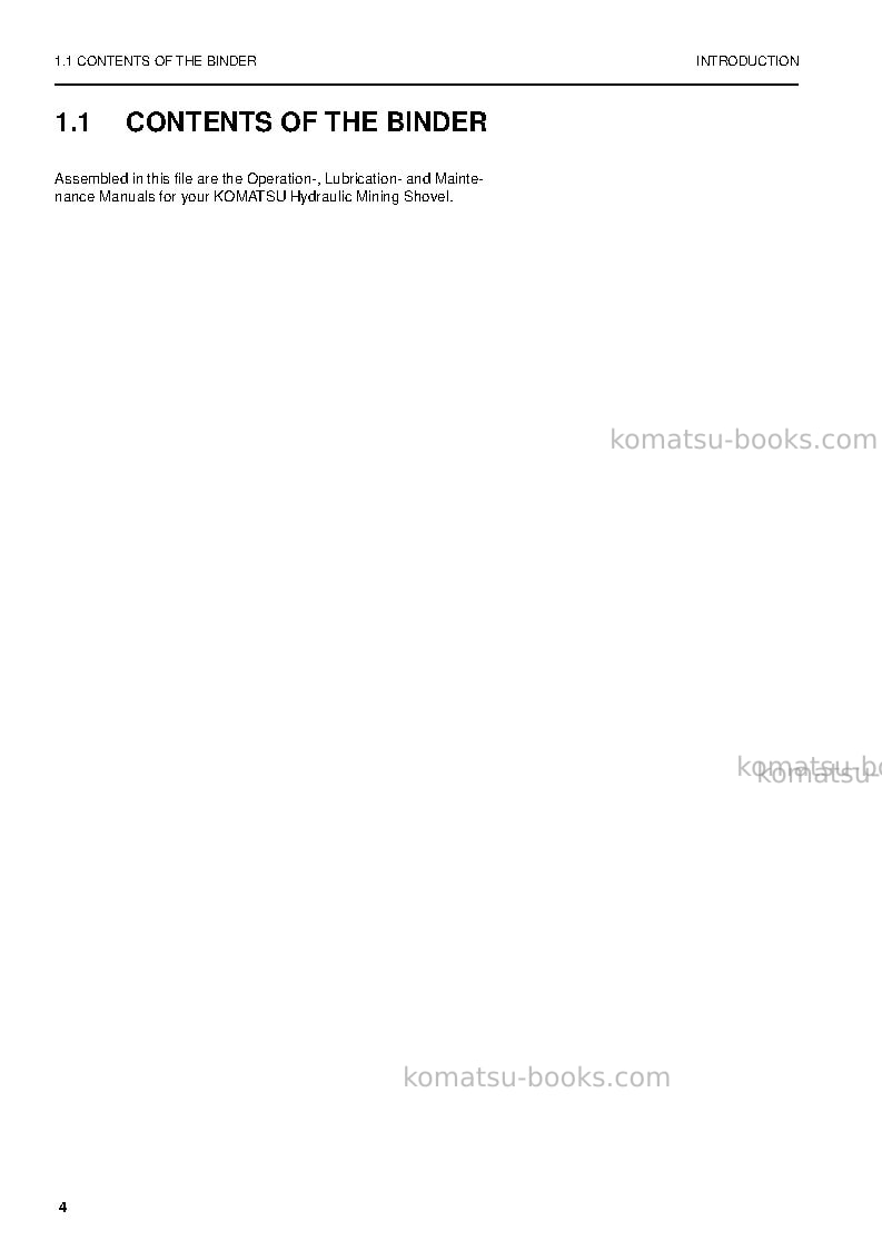 Komatsu pc5500-6deu Operation manual cover Page 4 Komatsu pc5500-6deu Operation manual cover Page 4