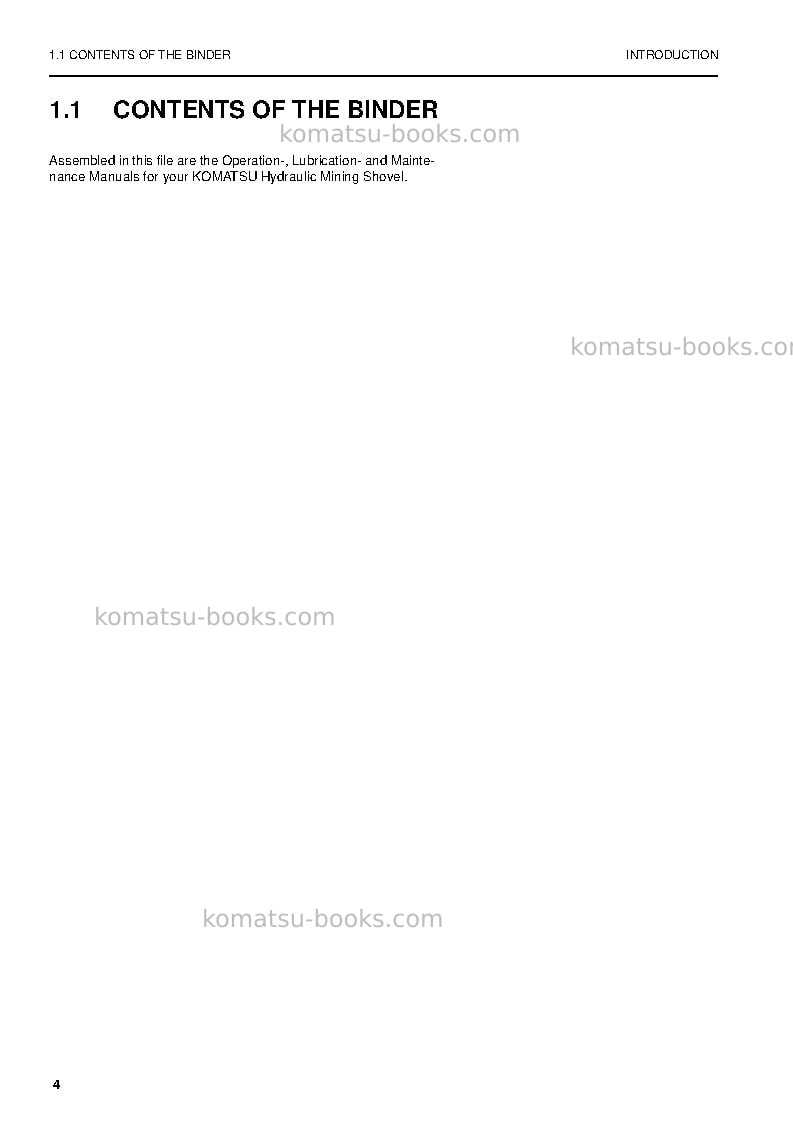 Komatsu pc5500-6deu-electric motor Operation manual cover Page 4