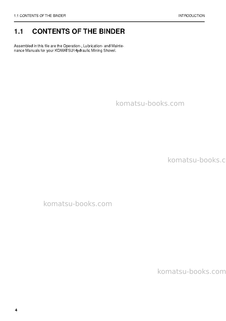 Komatsu pc5500-6deu-electric motor Operation manual cover Page 4
