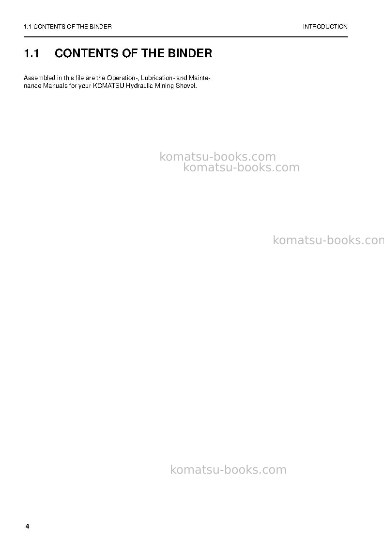 Komatsu pc5500-6deu-electric motor Operation manual cover Page 4