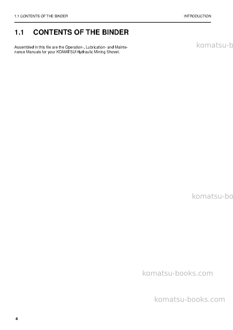 Komatsu pc5500-6deu-electric motor Operation manual cover Page 4