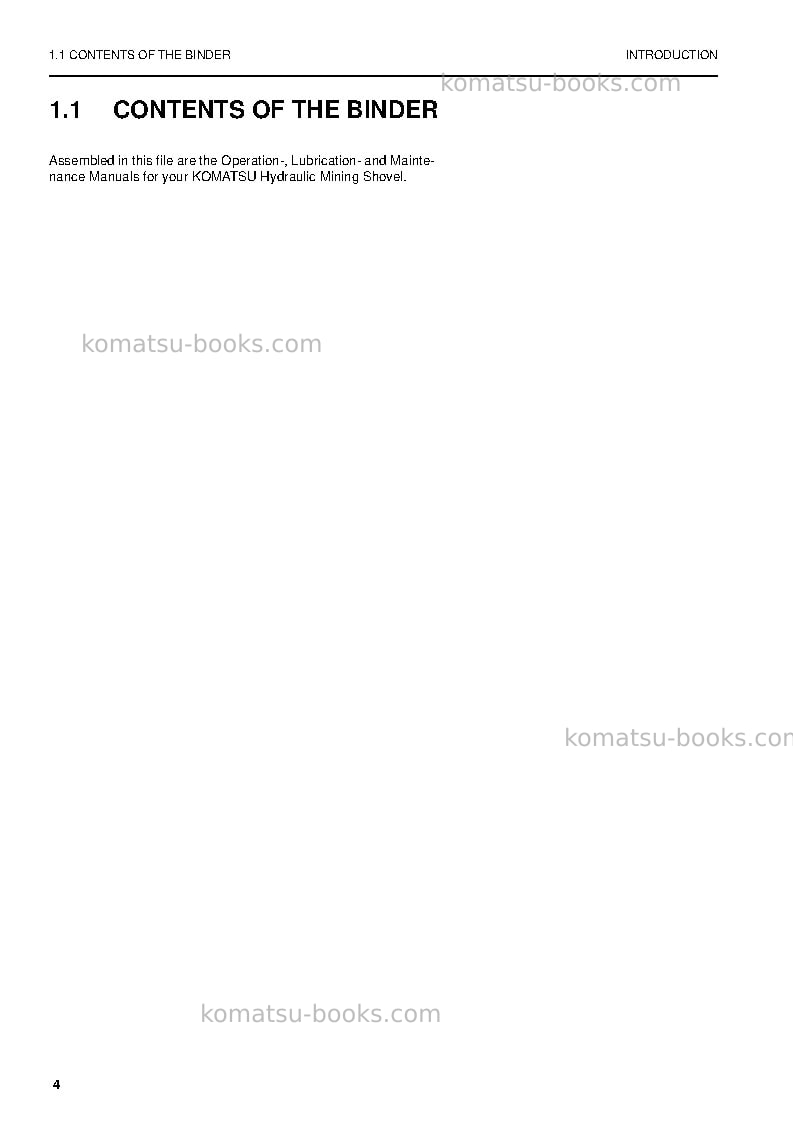 Komatsu pc5500-6deu-electric motor Operation manual cover Page 4 Komatsu pc5500-6deu-electric motor Operation manual cover Page 4