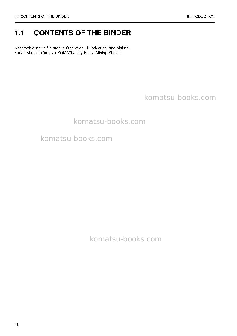 Komatsu pc8000-6deu Operation manual cover Page 4 Komatsu pc8000-6deu Operation manual cover Page 4