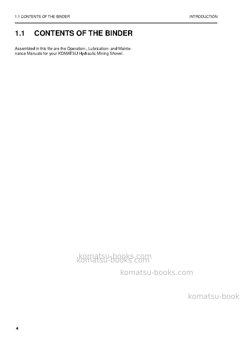 Komatsu pc8000-6deu-electric motor Operation manual cover Page 4 Komatsu pc8000-6deu-electric motor Operation manual cover Page 4