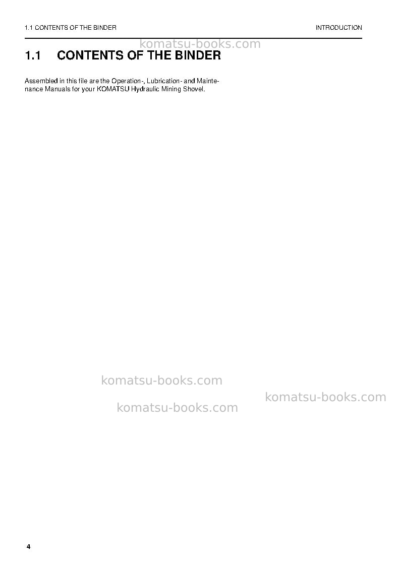 Komatsu pc8000-6deu Operation manual cover Page 4 Komatsu pc8000-6deu Operation manual cover Page 4