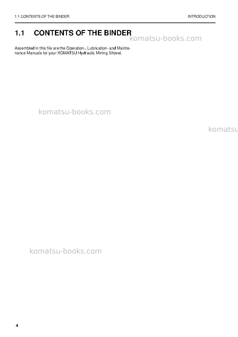 Komatsu pc8000-6deu-electric motor Operation manual cover Page 4
