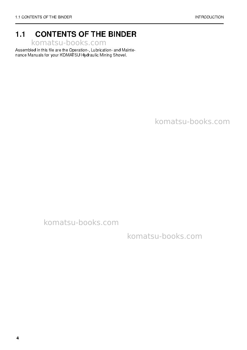 Komatsu pc8000-6deu-electric motor Operation manual cover Page 4 Komatsu pc8000-6deu-electric motor Operation manual cover Page 4