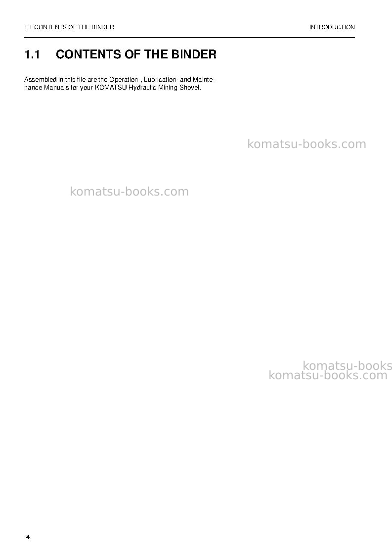 Komatsu pc8000-6deu-electric motor Operation manual cover Page 4