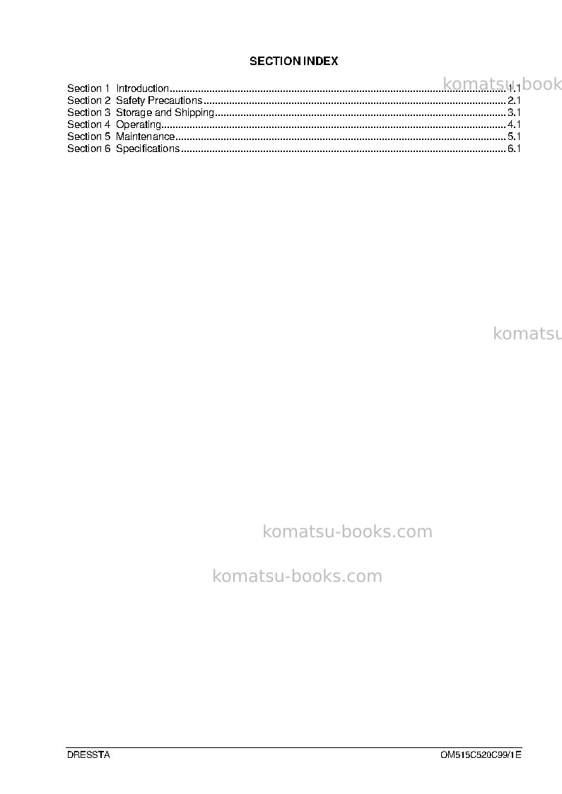 Komatsu 515ch Operation manual cover Page 4 Komatsu 515ch Operation manual cover Page 4