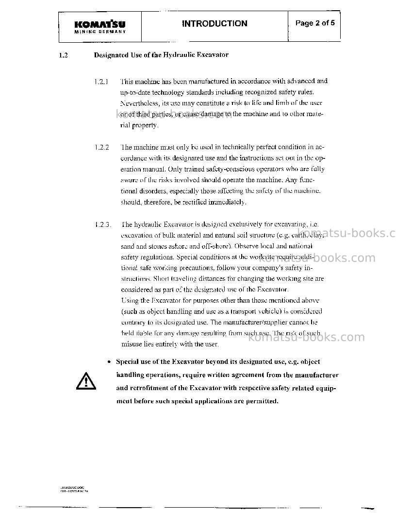 Komatsu pc3000-1deu Operation manual cover Page 4