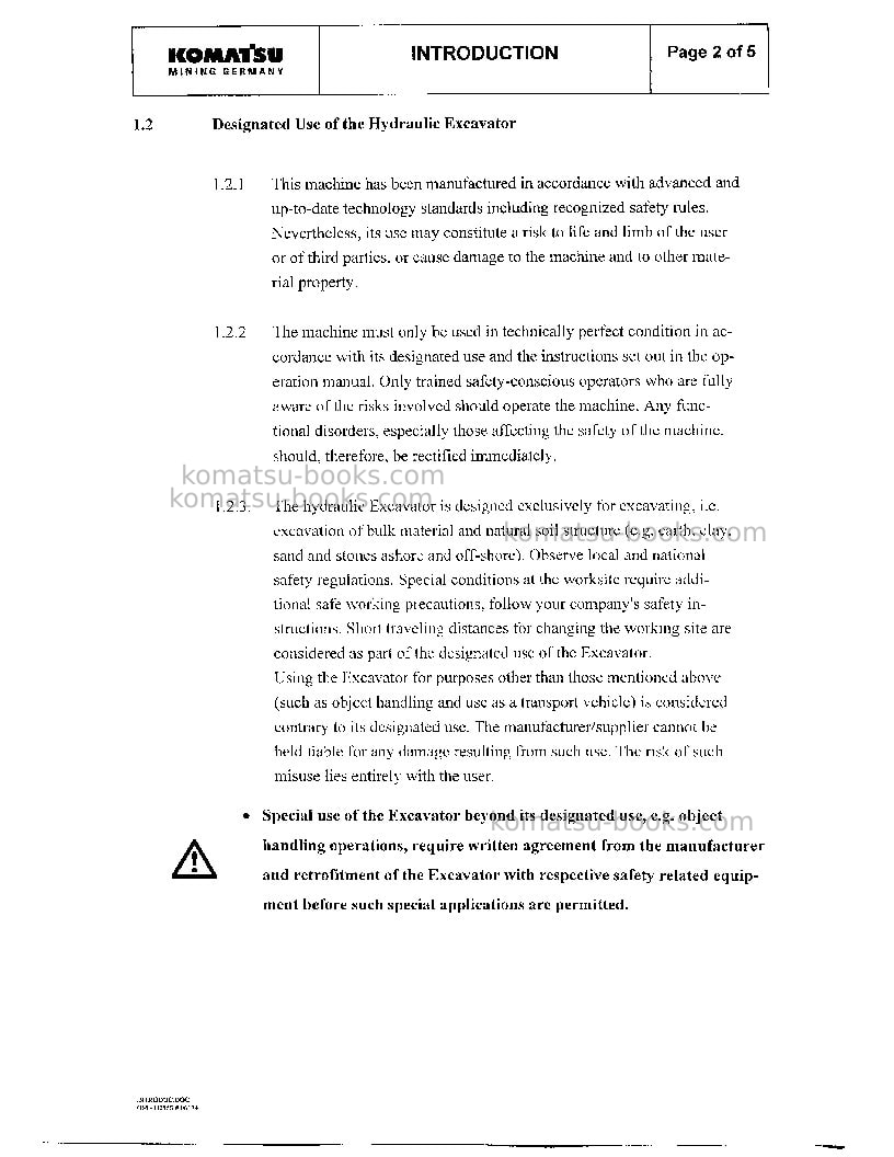 Komatsu pc3000-1deu Operation manual cover Page 4 Komatsu pc3000-1deu Operation manual cover Page 4