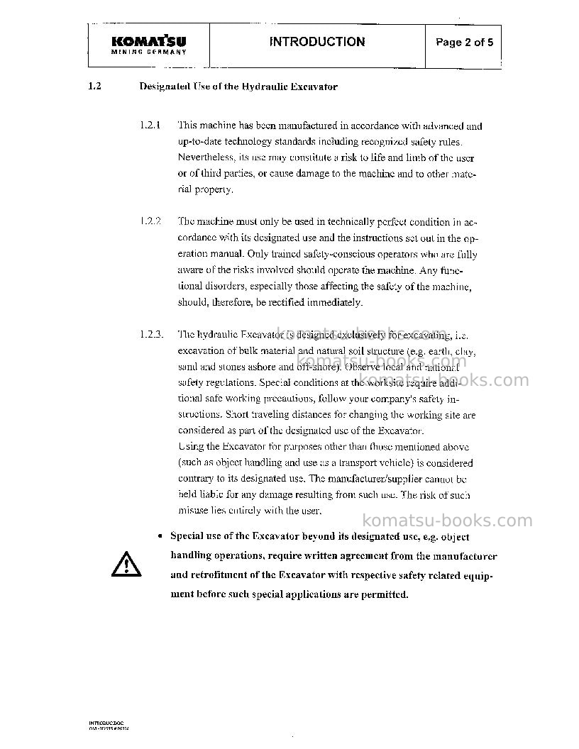Komatsu pc3000-1deu Operation manual cover Page 4 Komatsu pc3000-1deu Operation manual cover Page 4