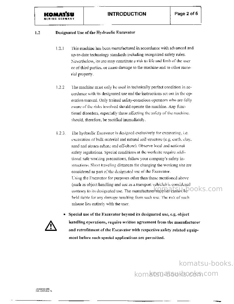 Komatsu pc3000-1deu Operation manual cover Page 4 Komatsu pc3000-1deu Operation manual cover Page 4