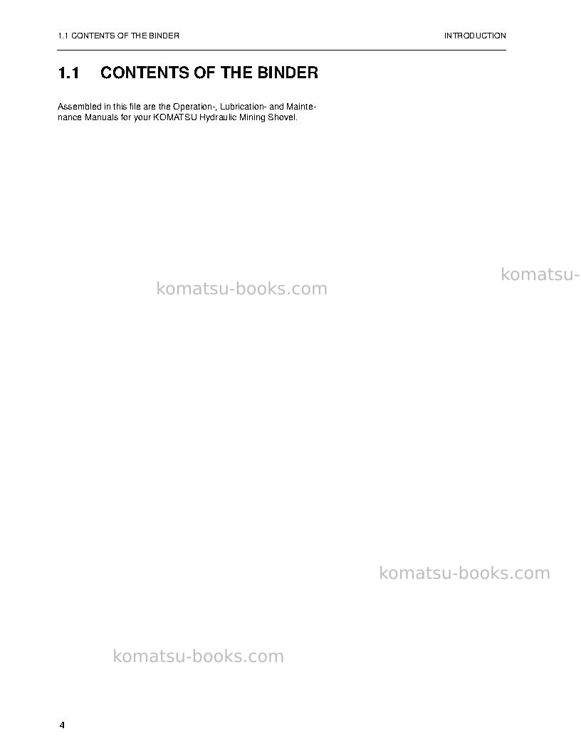 Komatsu pc3000-6deu Operation manual cover Page 4 Komatsu pc3000-6deu Operation manual cover Page 4