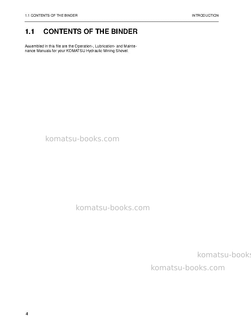 Komatsu pc3000-6deu Operation manual cover Page 4 Komatsu pc3000-6deu Operation manual cover Page 4