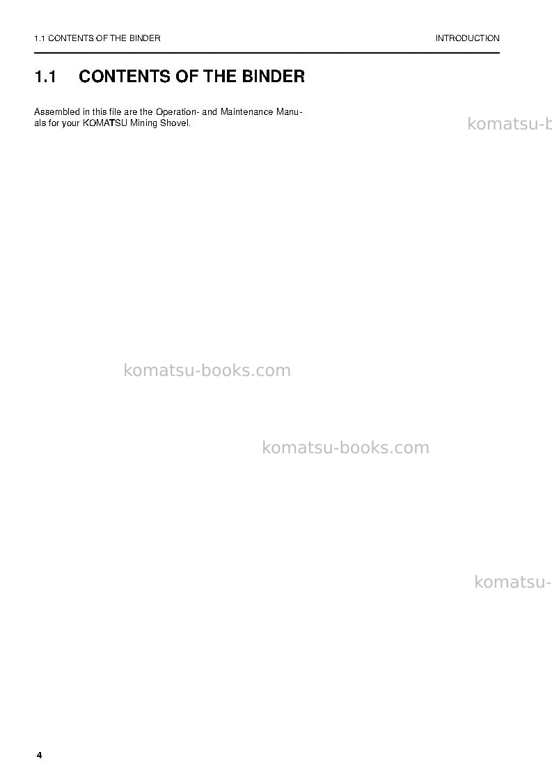 Komatsu pc4000-6deu Operation manual cover Page 4 Komatsu pc4000-6deu Operation manual cover Page 4