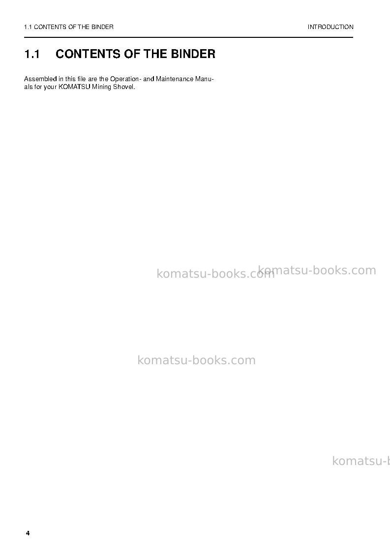 Komatsu pc4000-6deu Operation manual cover Page 4 Komatsu pc4000-6deu Operation manual cover Page 4