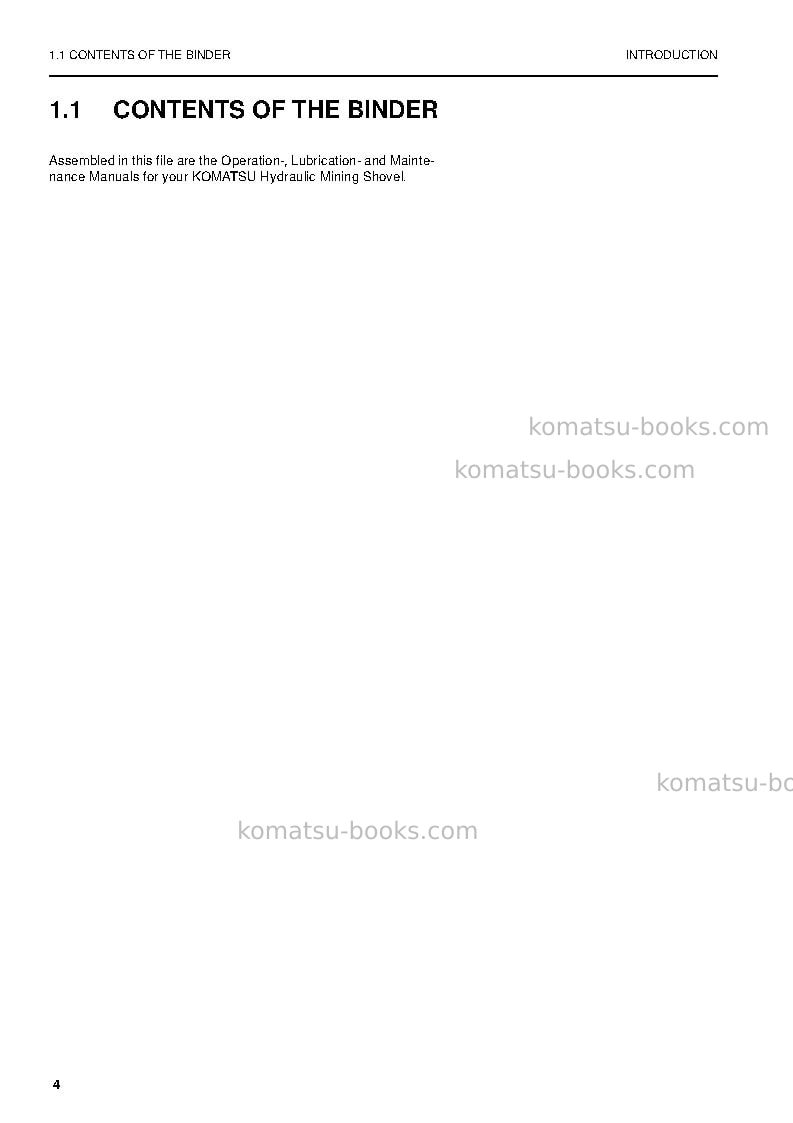 Komatsu pc5500-6deu Operation manual cover Page 4 Komatsu pc5500-6deu Operation manual cover Page 4