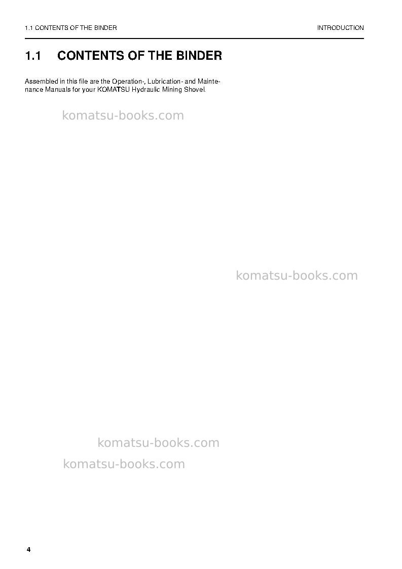 Komatsu pc5500-6deu Operation manual cover Page 4 Komatsu pc5500-6deu Operation manual cover Page 4